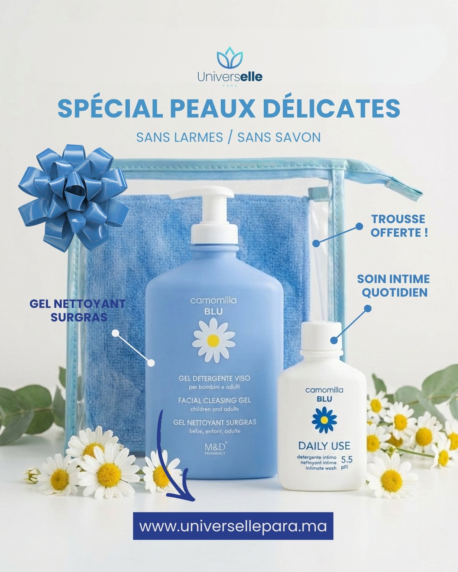 Pack Camomilla Blu: Gel Nettoyant Surgras + Daily Use Gratos