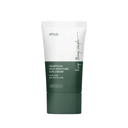 ANUA HeartleaF Silky Moisture Sun Cream SPF50+ PA++++ 50ml Crème Solaire Hydratante