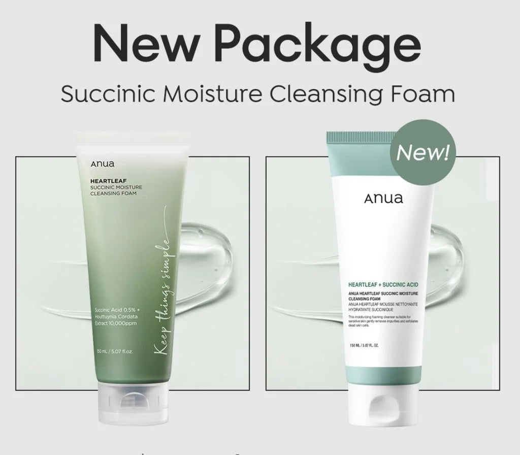 ANUA HeartleaF Succinic Moisture Cleansing Foam 150ml Mousse Nettoyante Hydratante Acide Succinique