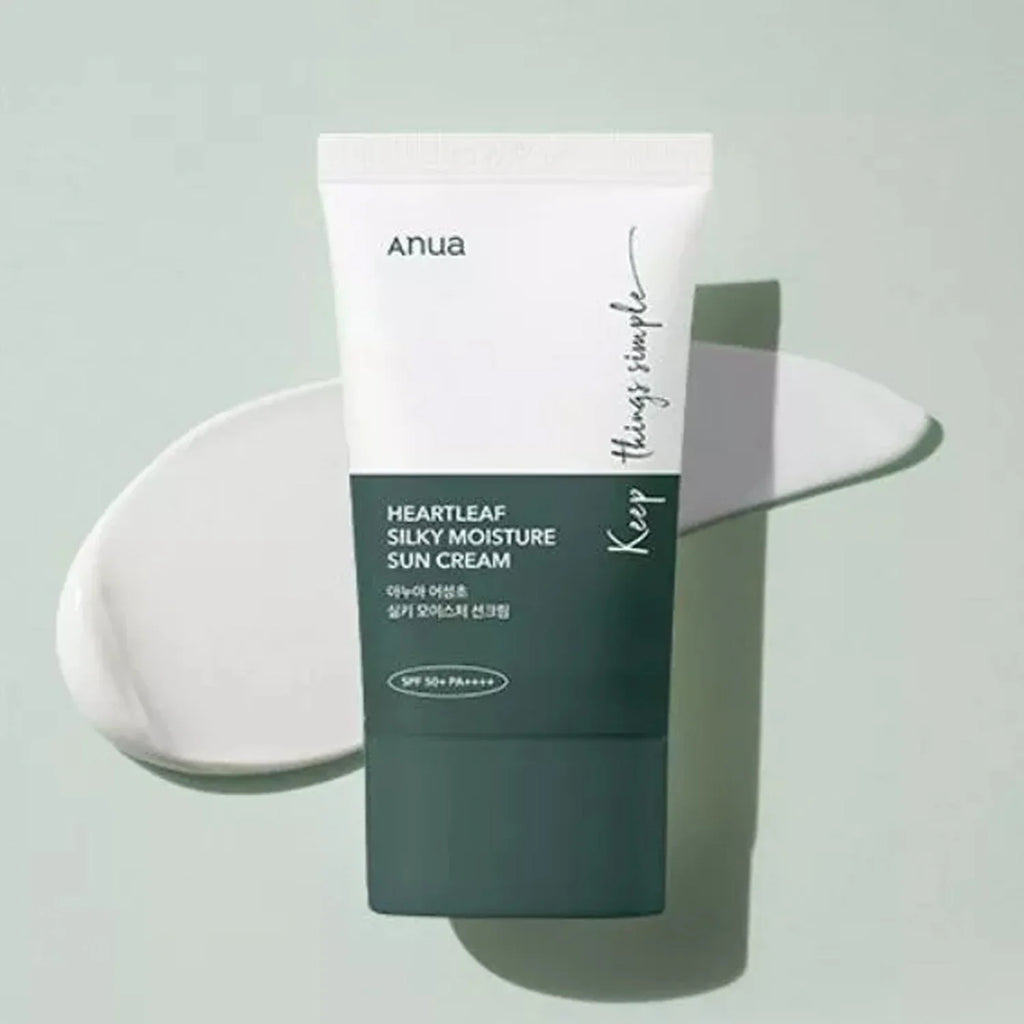 ANUA HeartleaF Silky Moisture Sun Cream SPF50+ PA++++ 50ml Crème Solaire Hydratante