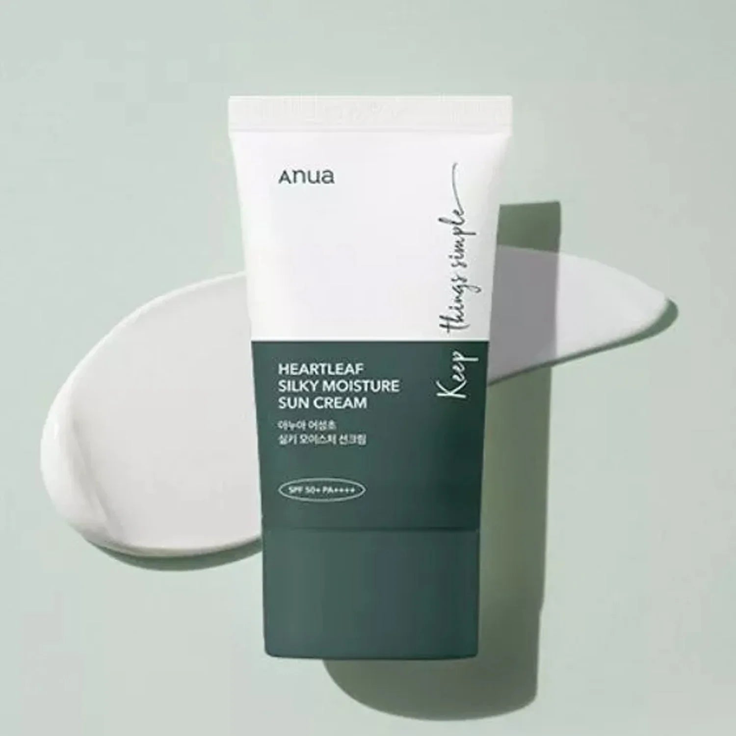 ANUA HeartleaF Silky Moisture Sun Cream SPF50+ PA++++ 50ml Crème Solaire Hydratante
