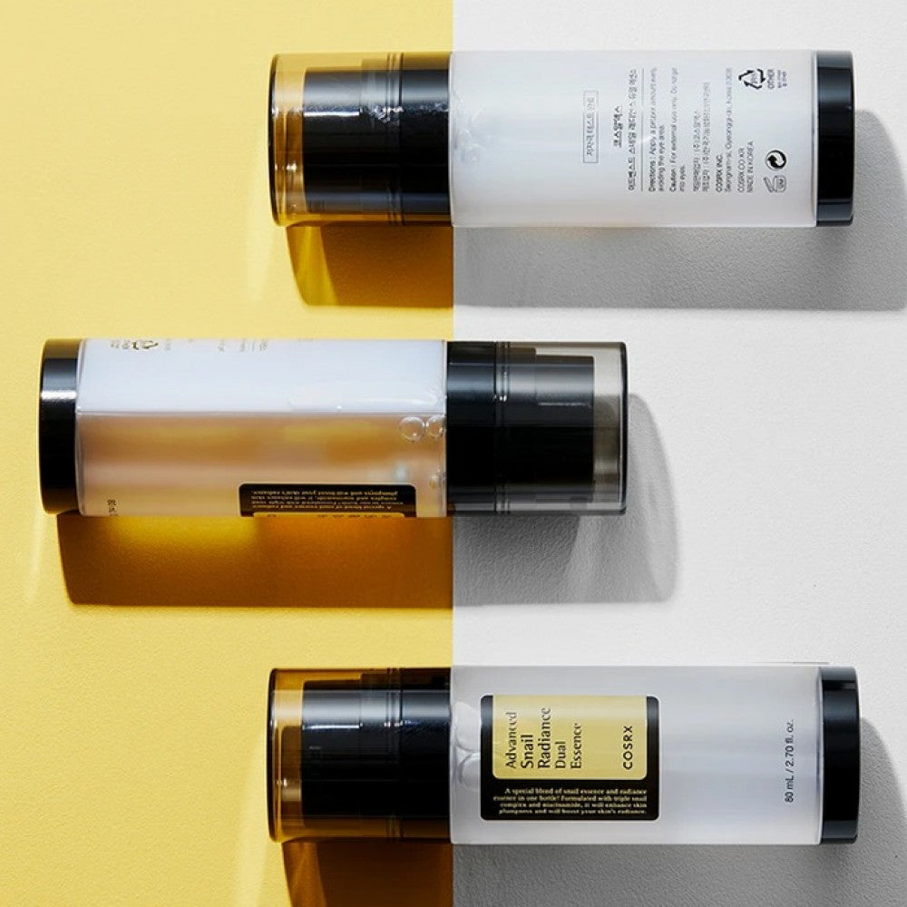 COSRX Advanced Snail Radiance Dual Essence 80ml Essence Visage Éclat Hydratation Anti-Âge Niacinamide Mucine Escargot