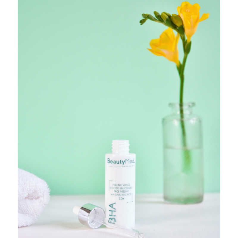BEAUTY MED BHA Crème Peeling Visage Acide Salicylique 10% 30ml Exfoliant Anti-Imperfections Pores Affinés