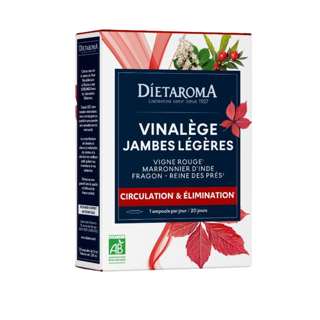 Dietaroma Circulation &amp; Elimination Vinalege Jambee Legeres 30 Ampoules x 10ml