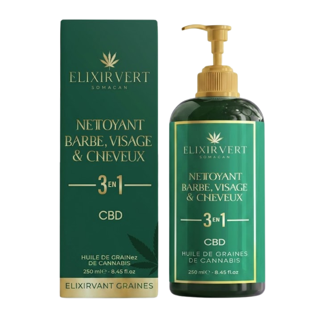 Elixir Vert Nettoyant 3en1 Barbe &amp; Visage &amp; Cheveux 250ml