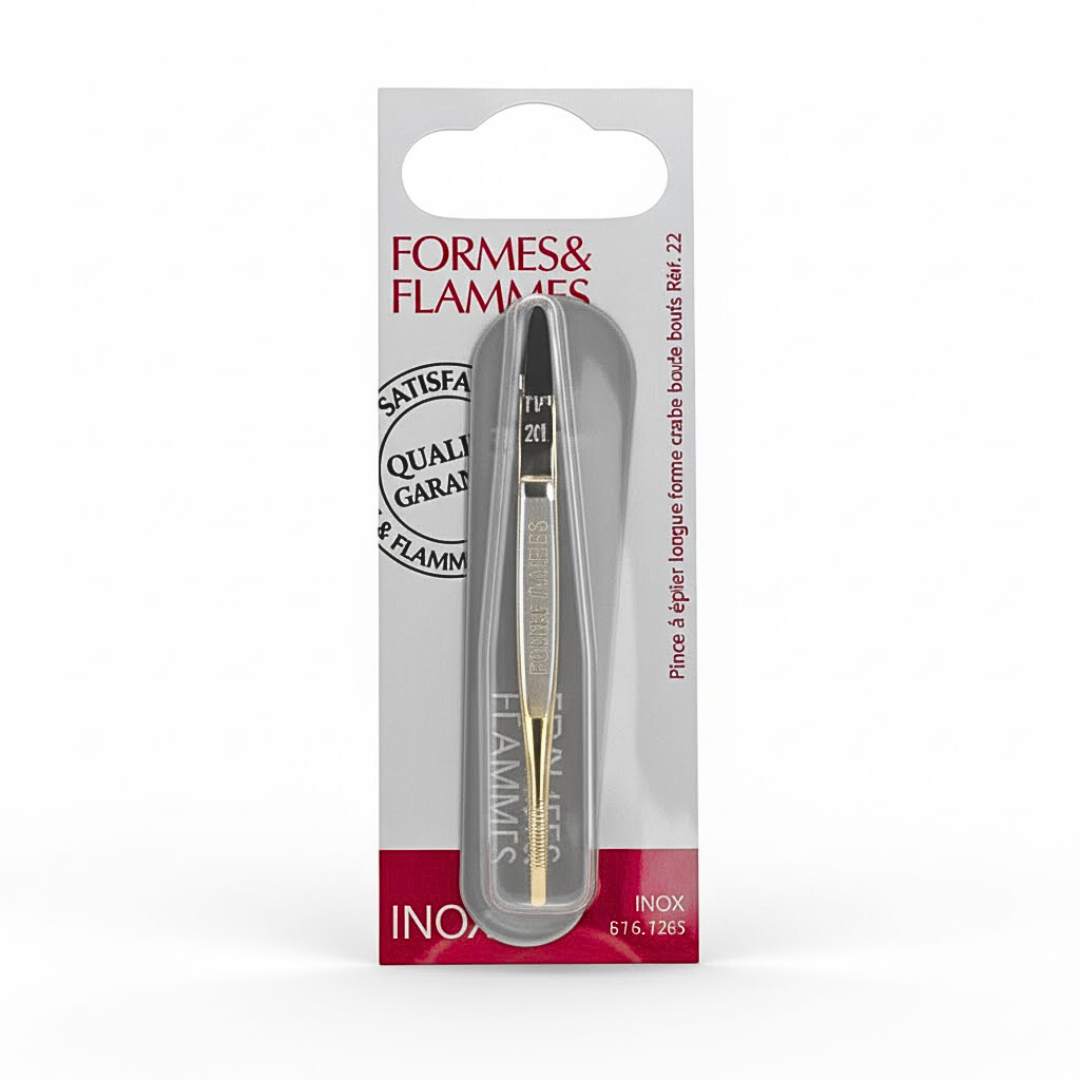 Formes&amp;Flammes Pince A Epiler Acier Forge Bouts Dores Forme Crabe 9cm Refrence 21