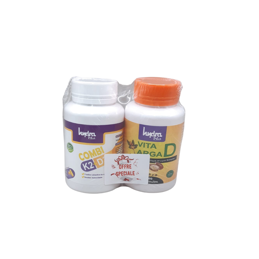 Hydra Plus Combi K2 D3 60 Comprimes + Vita Arga D 60 Comprimes Pack