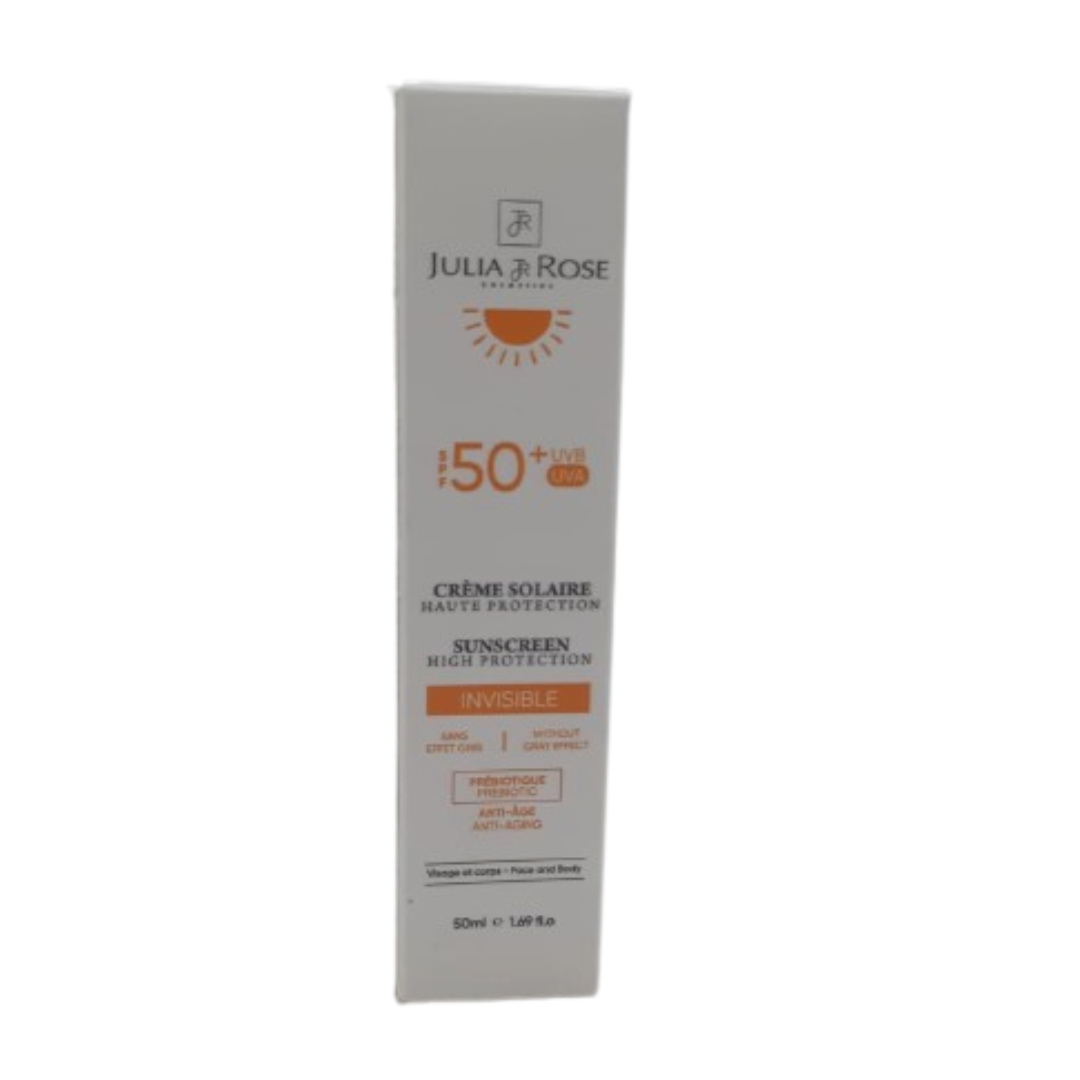 Julia &amp; Rose Creme Solaire Invisible Aux Prebiotiques Spf50+ 50ml