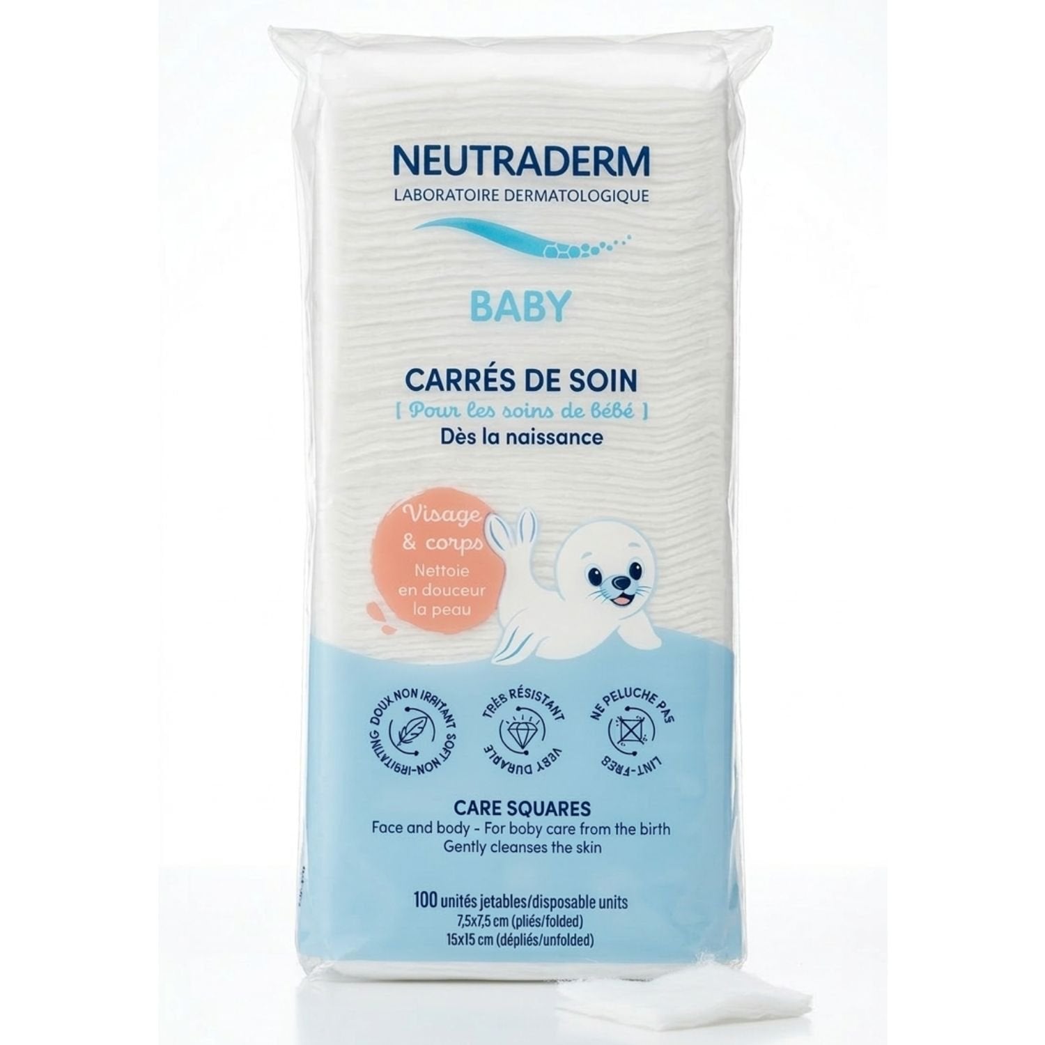 Neutraderm Carrés de Soin Visage &amp; Corps - 100 Piéces