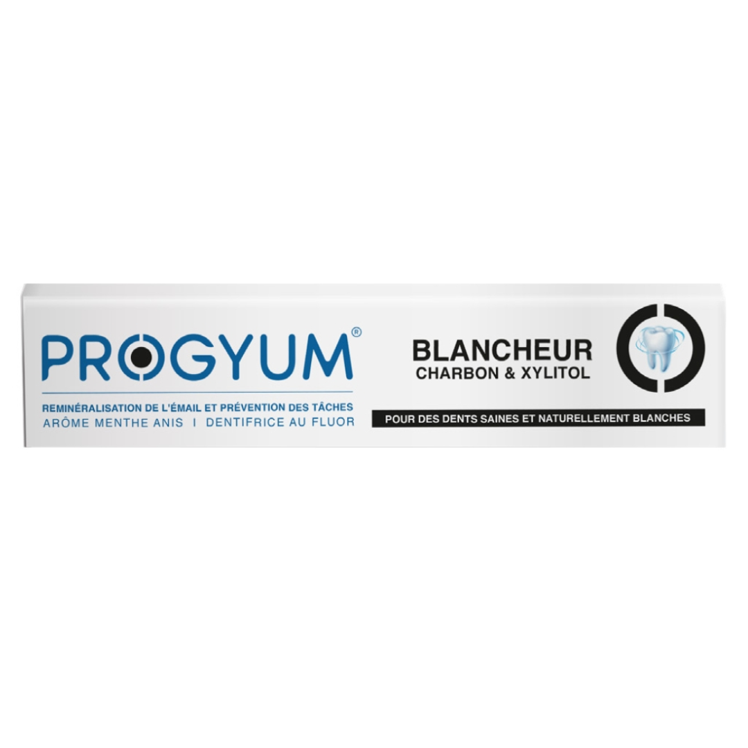 Progyum Dentifrice Blancheur Charbon &amp; Xylitol – 75ml