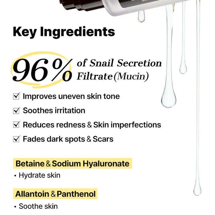 COSRX Advanced Snail Mucin Power Essence 100ml Essence Visage 96% Mucine Hydratation Réparation Régénération Anti-Âge