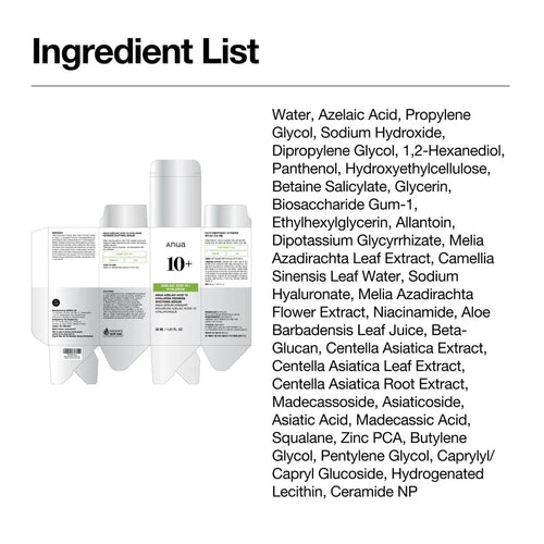 ANUA Azelaic Acid 10% Serum Hyaluronique 30ml Anti-Imperfections Éclat Taches Pigmentaires