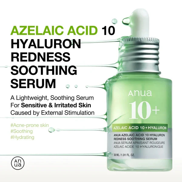 ANUA Azelaic Acid 10% Serum Hyaluronique 30ml Anti-Imperfections Éclat Taches Pigmentaires
