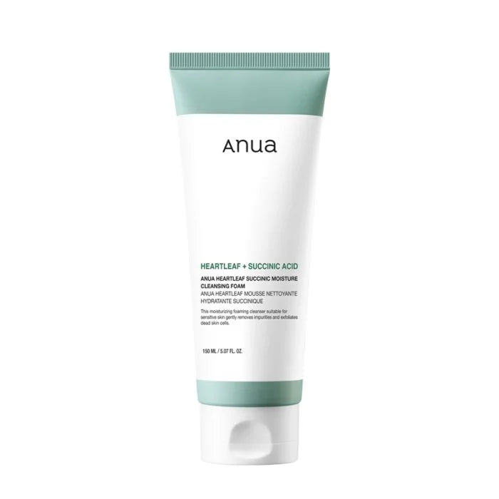 ANUA HeartleaF Succinic Moisture Cleansing Foam 150ml Mousse Nettoyante Hydratante Acide Succinique