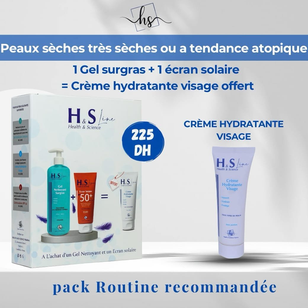 H&amp;S Line Gel Nettoyant 250ml+Ecran Solaire Invisible spf50+50ml + Creme Hydratant 50ml Pack