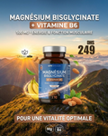 Magnésium Bisglycinate + Vitamine B6 – 500 mg – Énergie &amp; Fonction Musculaire (90 Gélules)