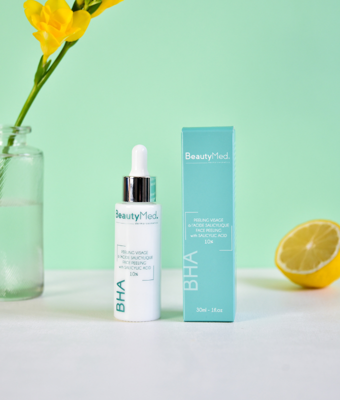 BEAUTY MED BHA Crème Peeling Visage Acide Salicylique 10% 30ml Exfoliant Anti-Imperfections Pores Affinés